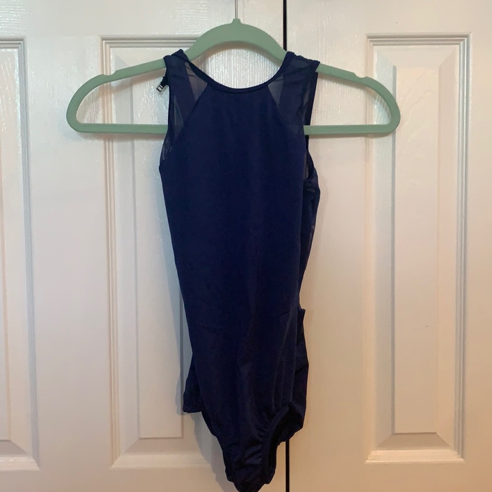 Navy blue body wrappers leotard